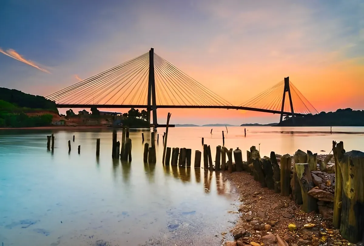 Barelang Bridge in Batam at sunset