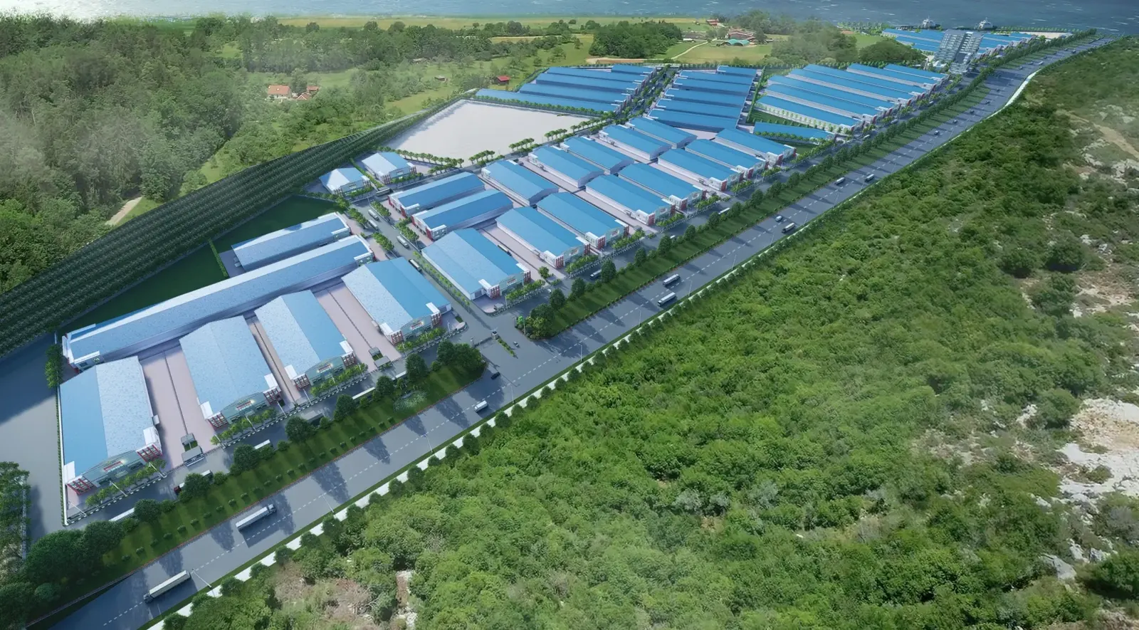 Aerial view of factory buildings in Wiraraja Industrial Park I